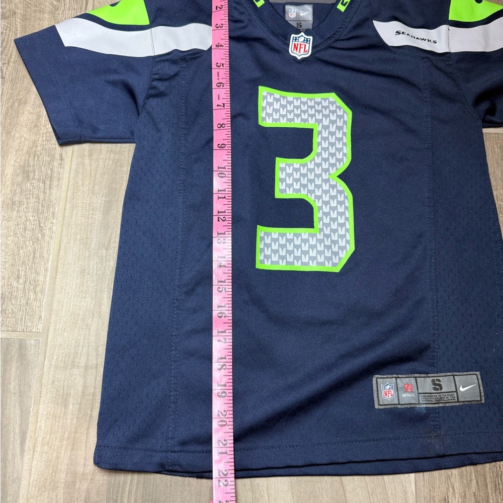 Nike NFL Seattle Seahawks Russell Wilson Youth Small Kids Jersey - Navy and Lime - Picture 3 of 5